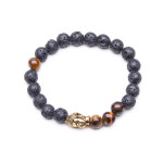 Wholesale 8mm Zinc Alloy Lava Stone Expandable Beaded Buddha Bracelet